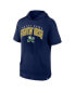 Branded Men's Navy Notre Dame Fighting Irish Double Arch Raglan Short Sleeve Hoodie T-Shirt