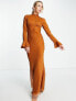 Фото #1 товара ASOS DESIGN high neck maxi dress with flared cuff in rust spot