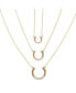 ფოტო #1 პროდუქტის 316L Slayer Gold-Tone Crystal Horseshoe Necklace Trio