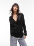 Topshop self check satin shirt in black