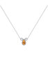 ფოტო #1 პროდუქტის Pear Citrine Gemstone Round Natural Diamond 14K White Gold Birthstone Necklace