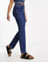 Weekday Smooth high waist slim leg stretch jeans in nobel blue