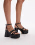 Topshop Jaydee heeled platform with ankle strap in black patent croc