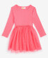 ფოტო #1 პროდუქტის Toddler Girls Long-Sleeve Ribbed Glitter-Tulle Dress, Created for Macy's