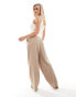 Vero Moda Petite wide leg dad trousers in stone