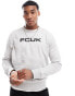 FCUK chest logo crew sweatshirt in light grey melange