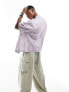 ASOS DESIGN boxy oversized revere linen mix shirt in lilac print