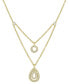 Cubic Zirconia Circle & Teardrop Layered 18" Pendant Necklace in 14k Gold-Plated Sterling Silver
