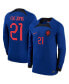Men's Frenkie de Jong Blue Netherlands National Team 2022/23 Away Breathe Stadium Replica Player Long Sleeve Jersey