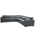 Фото #7 товара Nevio 5-pc Leather "L" Sectional with 3 Power Recliners, Created for Macy's