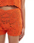 Mango crochet co-ord shorts in orange