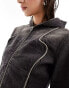 Фото #8 товара Weekday Portola co-ord hooded denim jacket with piping detail in washed black