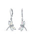 ფოტო #1 პროდუქტის Dainty Butterfly Dragonfly Firefly Garden Iridescent White Mother of Pearl Shell Inlaid Drop Lever back Dangle Earrings For Women Teen Sterling Silver