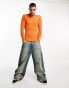 COLLUSION knitted roll neck jumper in bright orange