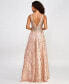 Фото #2 товара Juniors' Glitter-Lace Embellished-Waist Plunge-Back Gown