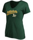 ფოტო #2 პროდუქტის Women's Green Oakland Athletics Team Logo Lockup V-Neck T-shirt