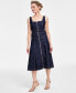 Фото #1 товара Women's Cotton Zip-Front Denim Dress, Created for Macy's