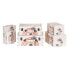 Set of Chests 34,5 x 24,5 x 14 cm Flowers Canvas DMF (2 Pieces)