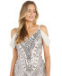 Фото #3 товара Women's Sequin Embellished Draped Sleeve V-Neck Gown