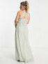 Фото #3 товара TFNC Maternity Bridesmaid strappy back halter neck dress in sage green