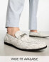 Фото #3 товара ASOS DESIGN loafers in silver velvet with gunmetal chain detail