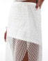 ASOS DESIGN co-ord split side maxi skirt in hotfix fishnet in white