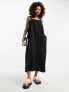 ASOS DESIGN cotton trapeze dungaree sundress in black