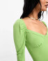 Фото #8 товара Glamorous long sleeve sweetheart neck bodysuit in green