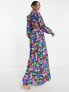 AFRM cut out printed woven dress in multi