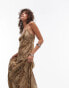 Фото #2 товара Mango animal print woven cami maxi dress in brown