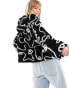 Monki oversized zip front hooded sweater in mono scribble print Schwarz-weißes Kritzelmuster, 2XS - EU 32 - фото #2