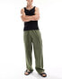 Фото #2 товара COLLUSION textured beach linen trouser in khaki