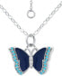 Фото #1 товара Giani Bernini cubic Zirconia & Blue Enamel Butterfly Pendant Necklace in Sterling Silver, 16" + 2" extender, Created for Macy's