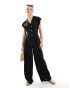 Фото #1 товара ASOS DESIGN collared linen button through jumpsuit in black