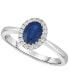 ფოტო #1 პროდუქტის Sapphire (7/8 ct. t.w.) & Diamond (1/10 ct. t.w.) Halo Ring in 14k White Gold