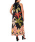 Plus Size Printed Halter Sleeveless Maxi Dress