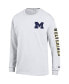 Фото #2 товара Men's White Michigan Wolverines Team Stack Long Sleeve T-shirt