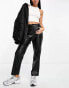 Mango cropped faux leather cigarette trousers in black 36 - фото #2