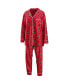 ფოტო #1 პროდუქტის Women's Red Chicago Blackhawks Long Sleeve Button-Up Shirt Pants Sleep Set