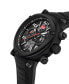 ფოტო #2 პროდუქტის Men's Quartz Black Genuine Leather Silicone Watch 49mm