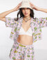 COLLUSION forever print cropped beach shirt co-ord in multi