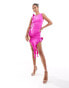 AX Paris slinky sleeveless asymmetric ruffle hem mini dress in pink Розовый, 40 - фото #1