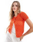 ASOS DESIGN knitted short sleeve cardigan in stitch detail in red Красный, M - EU 40-42 - фото #1