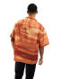 ASOS DESIGN oversized revere shirt in orange ombre print Оранжевый, XS - Chest 36 - фото #4