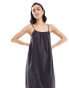 Фото #2 товара Mango ruched halter neck midi dress in grey