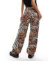 HUGO Red wide leg trousers in leopard print