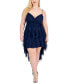 Trendy Plus Size High-Low Glitter Petal Dress