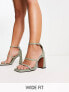 ASOS DESIGN Wide Fit Nonda block heeled sandals in sage green