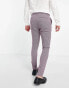 Фото #2 товара ASOS DESIGN wedding smart super skinny wool mix trousers in purple dogtooth