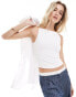 Stradivarius scoop back tank top in white